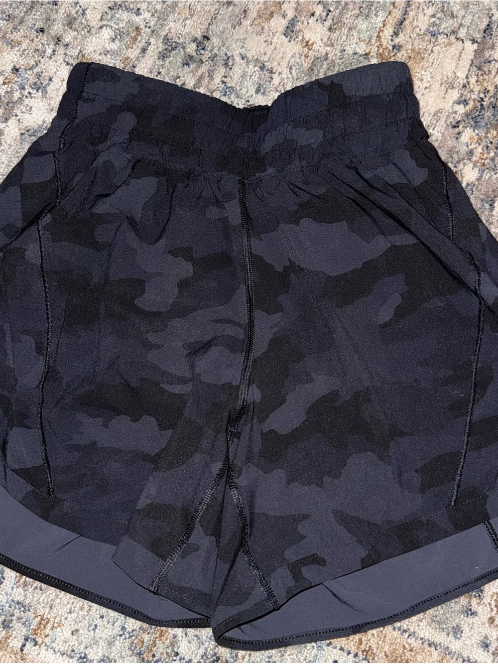 Lululemo Black Camo high rise track that